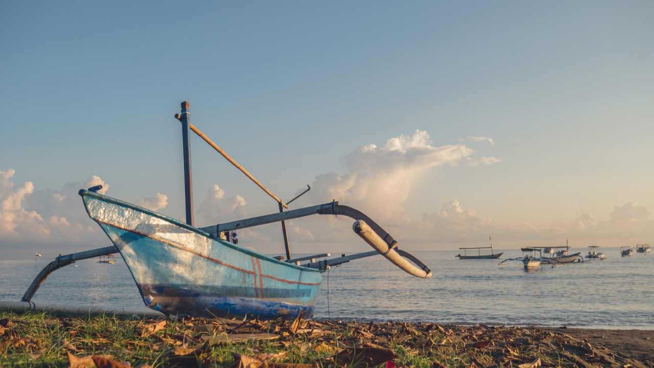 fisherman boat at pemuteran beach 