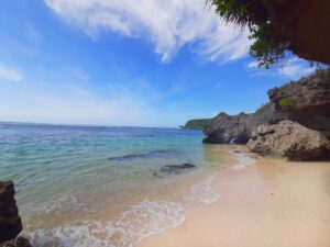 pura geger beach during high tide.